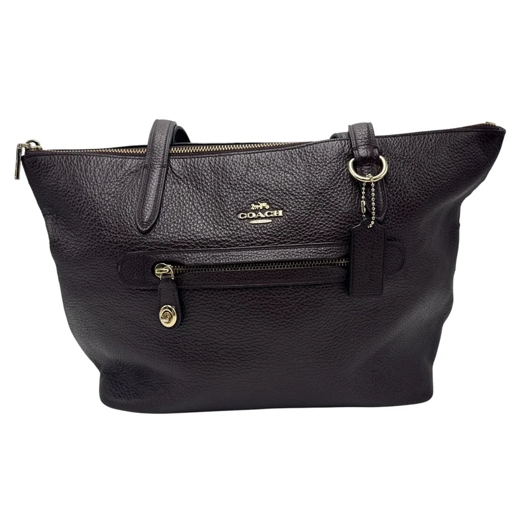 Coach Taylor Pebbled Leather Tote Bag Purse Brown-See‎ Photos 10Hx11W